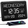 11.5" Large Digital Clock for Seniors, Dementia Clock with Temperature/Date/Week,3 Alarms,5 Dimmer,15 Volume,Battery Backup,Calendar Clock for Living Room Home Office Elderly