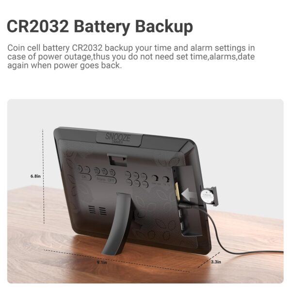 11.5" Large Digital Clock for Seniors, Dementia Clock with Temperature/Date/Week,3 Alarms,5 Dimmer,15 Volume,Battery Backup,Calendar Clock for Living Room Home Office Elderly