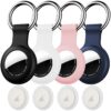 4 Pack IPX8 Waterproof for AirTag Keychain，with Soft Silicone AirTags Holder Case Key Ring, Compatible with Apple AirTag for Luggage,Keys, Dog Collar etc