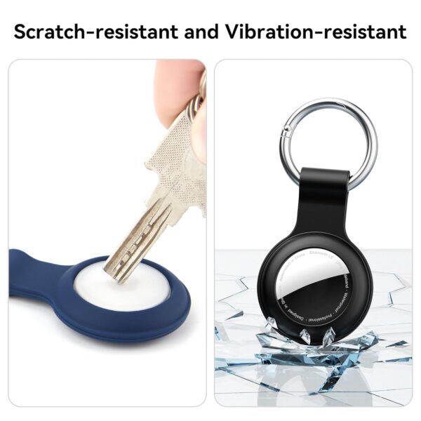 4 Pack IPX8 Waterproof for AirTag Keychain，with Soft Silicone AirTags Holder Case Key Ring, Compatible with Apple AirTag for Luggage,Keys, Dog Collar etc