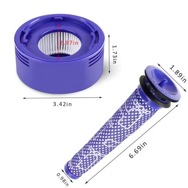 4 Pack Vacuum Filter Replacement Kit with Clean Brush for Dyson V8 Absolute, V8 Animal, V7 Absolute, Motorhead, Animal - 2 HEPA Post Filter, 2 Pre Filter, Replaces Part #...