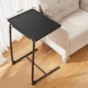 Adjustable TV Tray Table - TV Dinner Tray on Bed & Sofa, Comfortable Folding Table with 6 Height & 3 Tilt Angle Adjustments, Laptop Table with Built-in Cup Holder (1 Pack, Black)