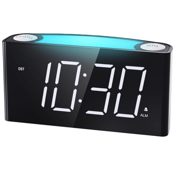 Alarm Clock for Kids, Digital Clock with 7-Color Night Light for Bedrooms, Battery Backup, Adjustable Volume and Brightness, 2 Charging Ports, Big Snooze,12/24H/DST