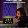 Alarm Clock for Kids, Digital Clock with 7-Color Night Light for Bedrooms, Battery Backup, Adjustable Volume and Brightness, 2 Charging Ports, Big Snooze,12/24H/DST