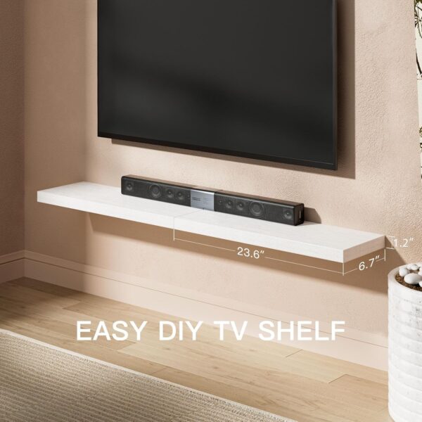 AMADA HOMEFURNISHING Floating Shelves Large, 24 x 7 Inch Wall Shelves for Bathroom, Bedroom, Kitchen, Shelves for Wall Decor Set of 2, White - AMFS06