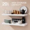 AMADA HOMEFURNISHING Floating Shelves Large, 24 x 7 Inch Wall Shelves for Bathroom, Bedroom, Kitchen, Shelves for Wall Decor Set of 2, White - AMFS06