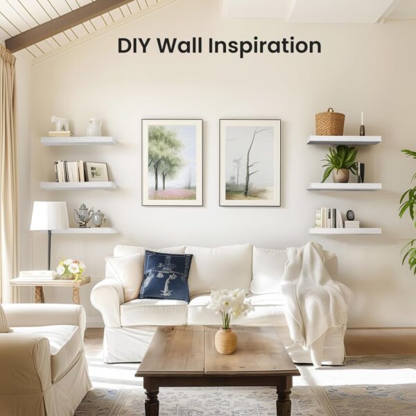 AMADA HOMEFURNISHING Floating Shelves, Wall Shelves for Bathroom/Living Room/Bedroom/Kitchen Decor, White Shelves with Invisible Brackets Set of 3 - AMFS08