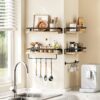 AMADA HOMEFURNISHING Rustic Floating Shelves Wall Mounted, Solid Metal with Removable Towel Holder, Wall Shelf Set of 2, 18kg Weight Capability, Storage Shelves for Kitchen,...