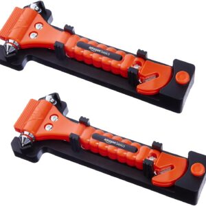 Amazon Basics Emergency Seat Belt Cutter and Window Hammer Tool, Car Accessories, 2 Pack