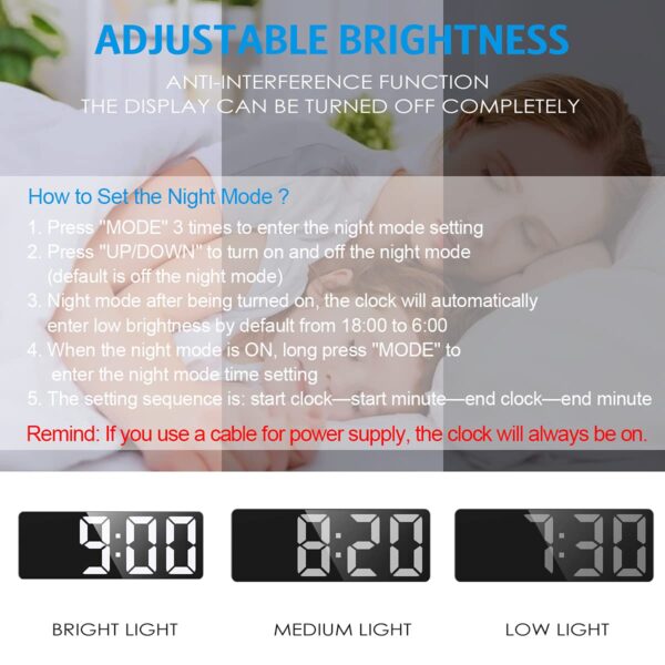 AMIR Digital Alarm Clock, LED Clock with Type-C Port for Bedroom, Electronic Desktop Clock, Adjustable Brightness, DST, Snooze, 12/24H Display for Home, Bedroom, Office (No...