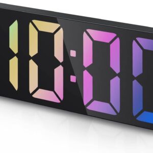 AMIR Upgraded Digital Alarm Clock, LED Clock for Bedroom, Electronic Desktop Clock with Temperature Display, Adjustable Brightness, Voice Control, 12/24H Display for Home,...