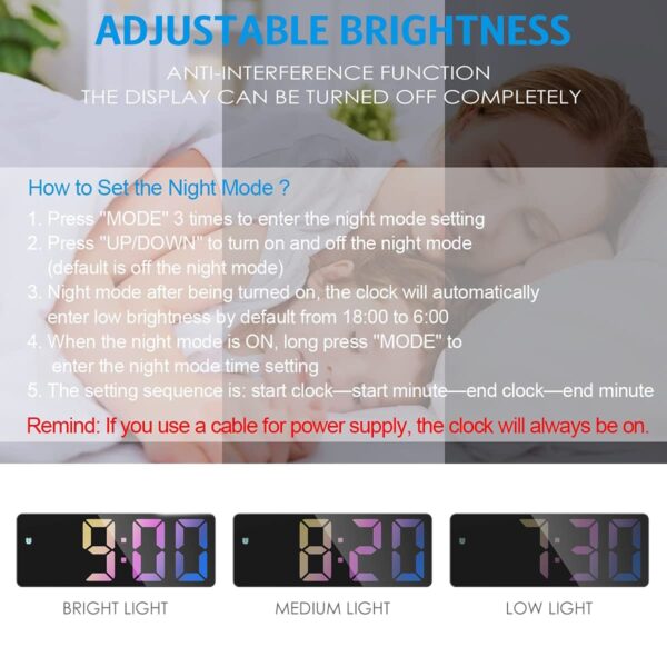 AMIR Upgraded Digital Alarm Clock, LED Clock for Bedroom, Electronic Desktop Clock with Temperature Display, Adjustable Brightness, Voice Control, 12/24H Display for Home,...