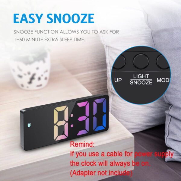 AMIR Upgraded Digital Alarm Clock, LED Clock for Bedroom, Electronic Desktop Clock with Temperature Display, Adjustable Brightness, Voice Control, 12/24H Display for Home,...