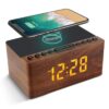ANJANK Wooden Digital Alarm Clock FM Radio for Bedrooms,10W Fast Wireless Charger Station for iPhone/Samsung Galaxy, 5 Level Dimmer, USB Charging Port, 9 Wake up Sounds, Sleep...