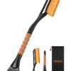 AstroAI 27" Snow Brush and Detachable Ice Scraper with Ergonomic Foam Grip for Cars, Trucks, SUVs (Heavy Duty ABS, PVC Brush, Orange)