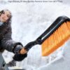 AstroAI 27" Snow Brush and Detachable Ice Scraper with Ergonomic Foam Grip for Cars, Trucks, SUVs (Heavy Duty ABS, PVC Brush, Orange)