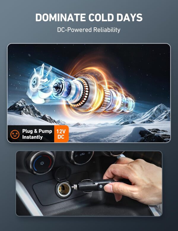 AstroAI Tire Inflator Portable Air Compressor Air Pump for Car Tires-Car Accessories, 9.8Ft Cord-12V DC-Powered Auto Pump with Digital Pressure Gauge, Emergency LED Light for...