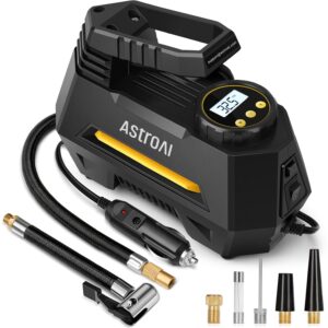 AstroAI Tire Inflator Portable Air Compressor Air Pump for Car Tires-Car Accessories, 9.8Ft Cord-12V DC-Powered Auto Pump with Digital Pressure Gauge, Emergency LED Light for...