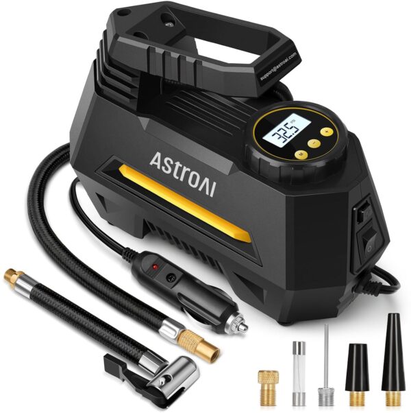 AstroAI Tire Inflator Portable Air Compressor Air Pump for Car Tires-Car Accessories, 9.8Ft Cord-12V DC-Powered Auto Pump with Digital Pressure Gauge, Emergency LED Light for...