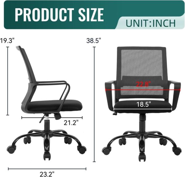 BestOffice Home Office Chair Ergonomic Cheap Desk Chair Swivel Rolling Computer Chair Executive Lumbar Support Task Mesh Chair Adjustable Stool for Women Men, Grey