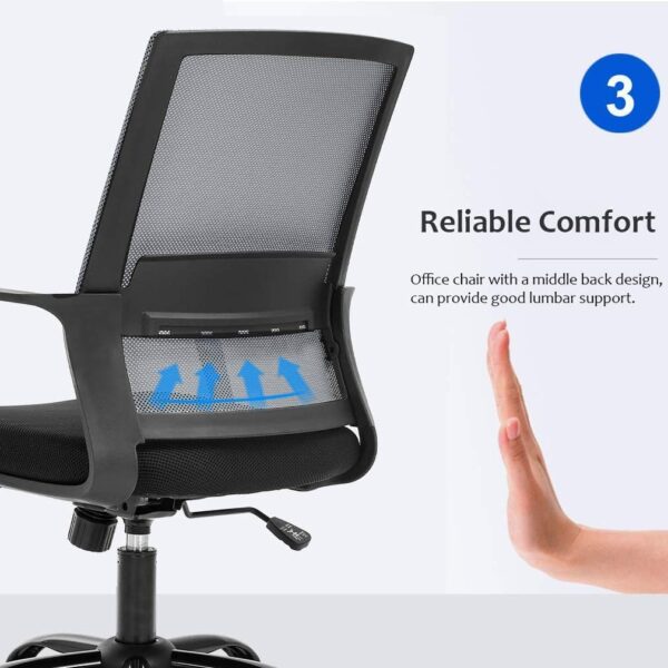 BestOffice Home Office Chair Ergonomic Cheap Desk Chair Swivel Rolling Computer Chair Executive Lumbar Support Task Mesh Chair Adjustable Stool for Women Men, Grey