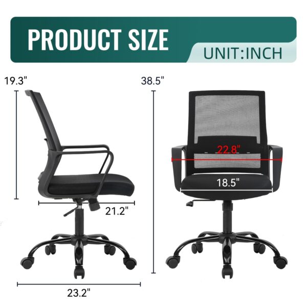 BestOffice Home Office Chair Ergonomic Desk Chair Swivel Rolling Computer Chair Executive Lumbar Support Task Mesh Chair Adjustable Stool for Women Men,Black