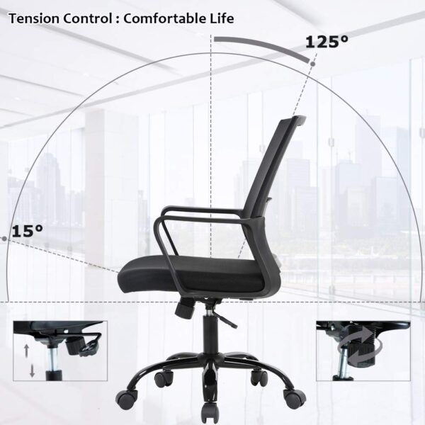 BestOffice Home Office Chair Ergonomic Desk Chair Swivel Rolling Computer Chair Executive Lumbar Support Task Mesh Chair Adjustable Stool for Women Men,Black