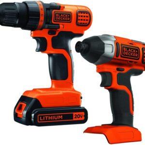 BLACK+DECKER 20V MAX Cordless Drill and Impact Driver, Power Tool Combo Kit with Battery and Charger (BD2KITCDDI)