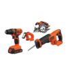BLACK+DECKER 20V MAX Power Tool Combo Kit, 4-Tool Cordless Power Tool Set with 2 Batteries and Charger (BD4KITCDCRL)