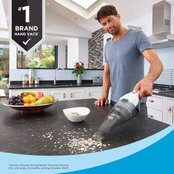 BLACK+DECKER dustbuster QuickClean Cordless Handheld Vacuum, White (HNVC215B10), Dirt Bowl and Fliter