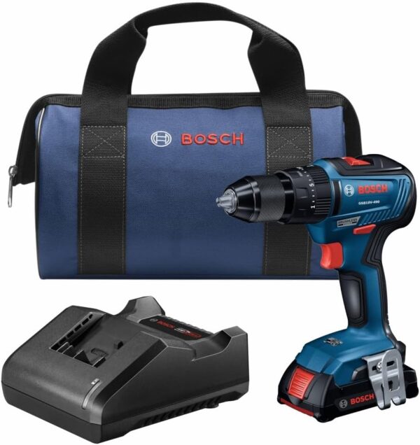 BOSCH GSB18V-490B12 18V EC Brushless 1/2 in. Hammer Drill/Driver Kit with (1) 2.0 Ah Slimpack Battery