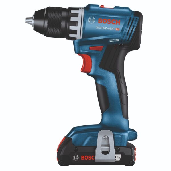 BOSCH GSR18V-400B22 18V Compact Brushless 1/2 in. Drill/Driver Kit with (2) 2.0 Ah Slimpack Batteries