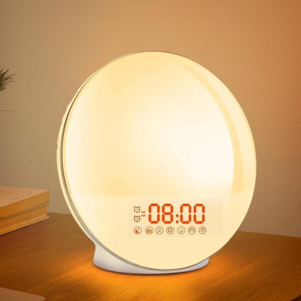 Cadrim Wake up Light, Natural Sunrise Simulation Alarm Clock Sunset Fading with Dual Alarm Clocks Snooze Function 7 Natural Sounds Setting Color Changeable Beside Nightlight and...