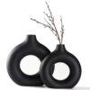 CEMABT Vases for Pampas Grass,Creative Vase Modern Home Decor,Handmade Vase White Ceramic Dried Flowers Crafts Ornaments for Office Home Deco Decoration,Vase(2pc, Black)…