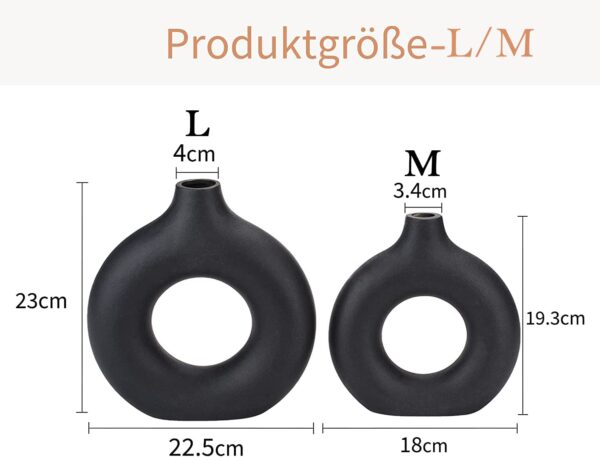 CEMABT Vases for Pampas Grass,Creative Vase Modern Home Decor,Handmade Vase White Ceramic Dried Flowers Crafts Ornaments for Office Home Deco Decoration,Vase(2pc, Black)…