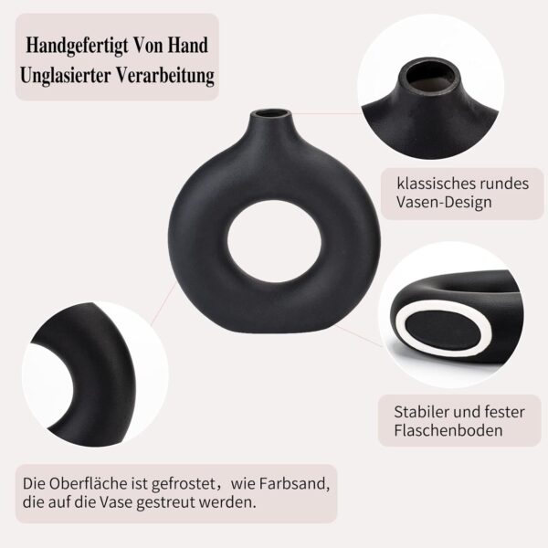 CEMABT Vases for Pampas Grass,Creative Vase Modern Home Decor,Handmade Vase White Ceramic Dried Flowers Crafts Ornaments for Office Home Deco Decoration,Vase(2pc, Black)…