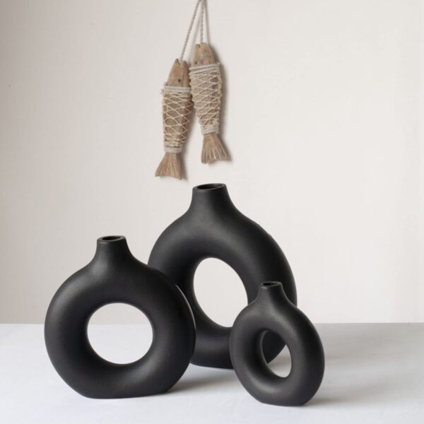 CEMABT Vases for Pampas Grass,Creative Vase Modern Home Decor,Handmade Vase White Ceramic Dried Flowers Crafts Ornaments for Office Home Deco Decoration,Vase(2pc, Black)…