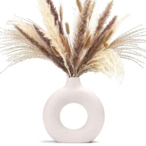 CEMABT Vases for Pampas Grass,Creative Vase Modern Home Decor,Handmade Vase White Ceramic Dried Flowers Craft Ornaments for Office Home Decoration