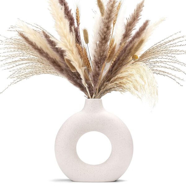 CEMABT Vases for Pampas Grass,Creative Vase Modern Home Decor,Handmade Vase White Ceramic Dried Flowers Craft Ornaments for Office Home Decoration