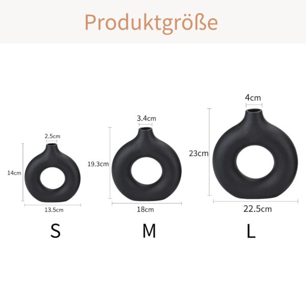 CEMABT Vases for Pampas Grass,Creative Vase Modern Home Decor,Handmade Vase White Ceramic Dried Flowers Craft Ornaments for Office Home Decoration (M, Black)………