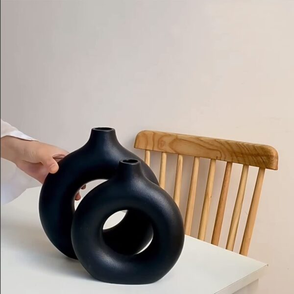 CEMABT Vases for Pampas Grass,Creative Vase Modern Home Decor,Handmade Vase White Ceramic Dried Flowers Crafts Ornaments for Office Home Deco Decoration,Vase(2pc, Black)…