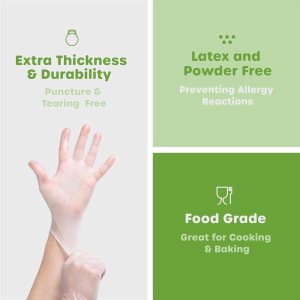 Comfy Package Disposable Vinyl Gloves, Powder Free, Latex Free, Clear Gloves for Cooking and cleaning