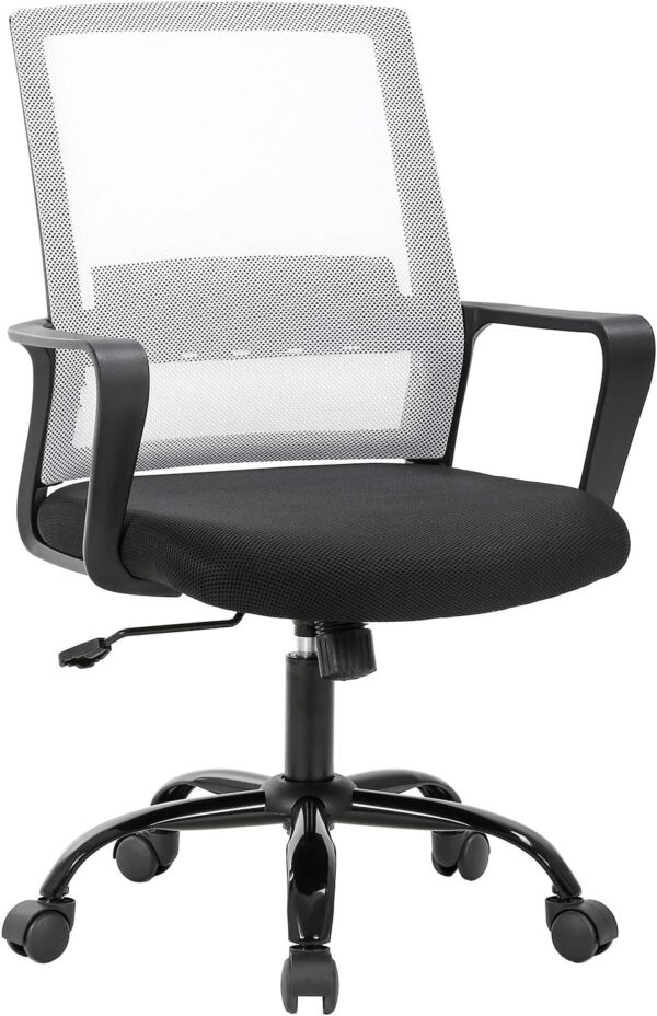 Computer Chair Office Chair Desk Chair Swivel Rolling Ergonomic Executive Lumbar Support Task Mesh Chair Adjustable Stool for Home Office, White