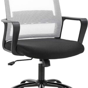 Computer Chair Office Chair Desk Chair Swivel Rolling Ergonomic Executive Lumbar Support Task Mesh Chair Adjustable Stool for Home Office, White