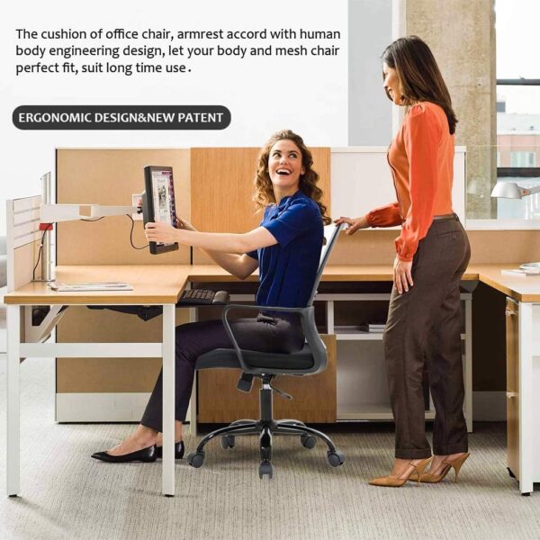 Computer Chair Office Chair Desk Chair Swivel Rolling Ergonomic Executive Lumbar Support Task Mesh Chair Adjustable Stool for Home Office, White