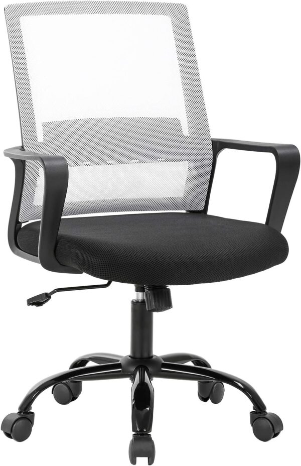 Computer Chair Office Chair Desk Chair Swivel Rolling Ergonomic Executive Lumbar Support Task Mesh Chair Adjustable Stool for Home Office, White