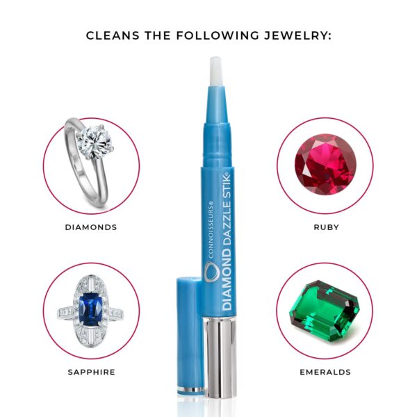 Connoisseurs 1050 Diamond Dazzle Stik – Portable Ring Cleaner Pen for Wedding Bands, Engagement Rings, Gemstones & Fine Jewelry – Safe & Easy At-Home Jewelry Cleaner (Single Pen)