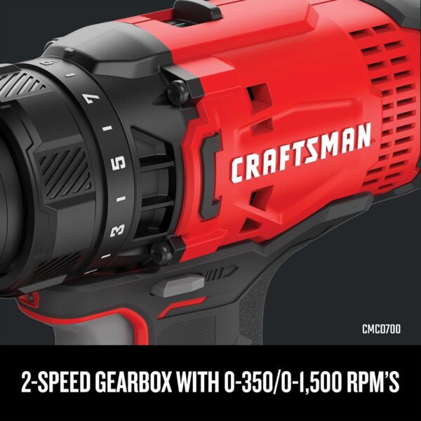CRAFTSMAN V20 MAX Cordless Drill and Impact Driver, Power Tool Combo Kit with 2 Batteries and Charger (CMCK200C2AM)