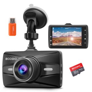 Dash Cam Front with 32G SD Card, BOOGIIO 1080P FHD Car Driving Recorder 3'' IPS Screen 170°Wide Angle Dashboard Camera Aluminum Alloy Case, WDR G-Sensor Parking Monitor Loop...