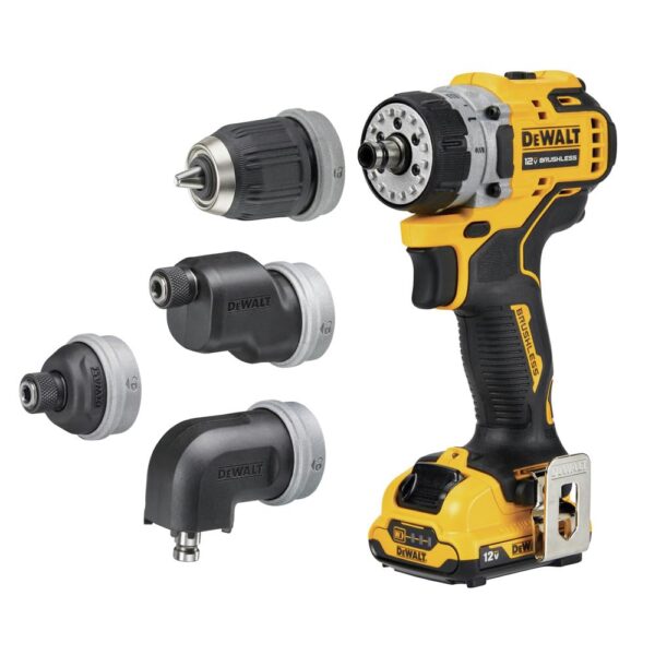 DEWALT 12V MAX* XTREME Brushless 5-in-1 Drill/Driver Kit, Multiple Quick Change Heads, 2 Speed Transmission (DCD703F1)